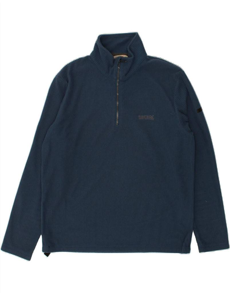 REGATTA Mens Zip Neck Fleece Jumper XL Navy Blue Polyester | Vintage Regatta | Thrift | Second-Hand Regatta | Used Clothing | Messina Hembry 