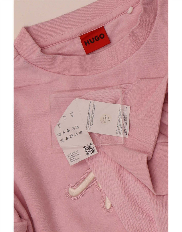 Hugo Boss Womens Graphic Sweatshirt Jumper UK 14 Medium Pink Cotton