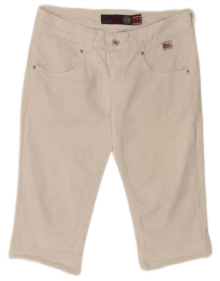 Roy Rogers Womens Denim Shorts IT 44 Medium W30 White Cotton