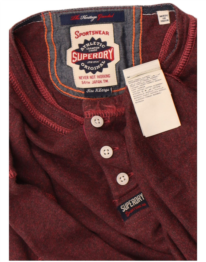 Superdry Mens Top Long Sleeve XL Maroon Cotton