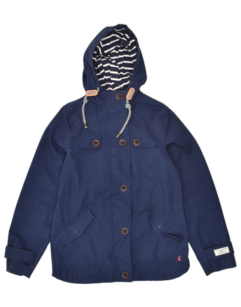 JOULES Womens Hooded Waterproof Jacket UK 6 XS Navy Blue Cotton | Vintage Joules | Thrift | Second-Hand Joules | Used Clothing | Messina Hembry 