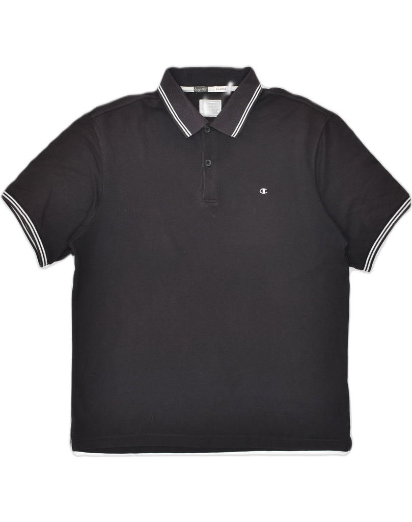 CHAMPION Mens Easy Fit Polo Shirt XL Black Cotton | Vintage Champion | Thrift | Second-Hand Champion | Used Clothing | Messina Hembry 