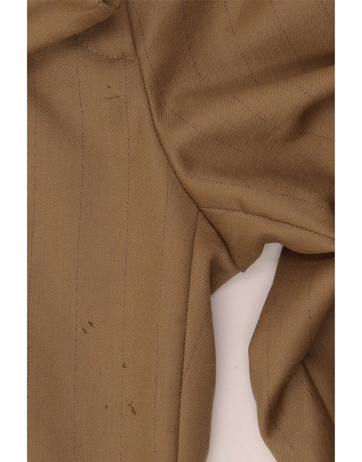 Byblos Womens 3 Button 2 Piece Suit IT 46 Large W36 L27 Khaki Pinstripe