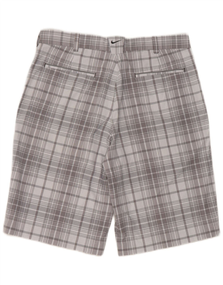 Nike Mens Dri Fit Chino Shorts W32 Medium Grey Check Polyester