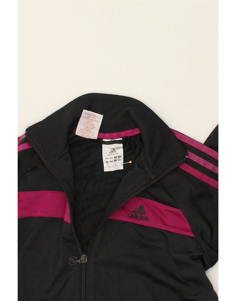 ADIDAS Girls Graphic Tracksuit Top Jacket 11-12 Years Black Polyester | Vintage Adidas | Thrift | Second-Hand Adidas | Used Clothing | Messina Hembry 