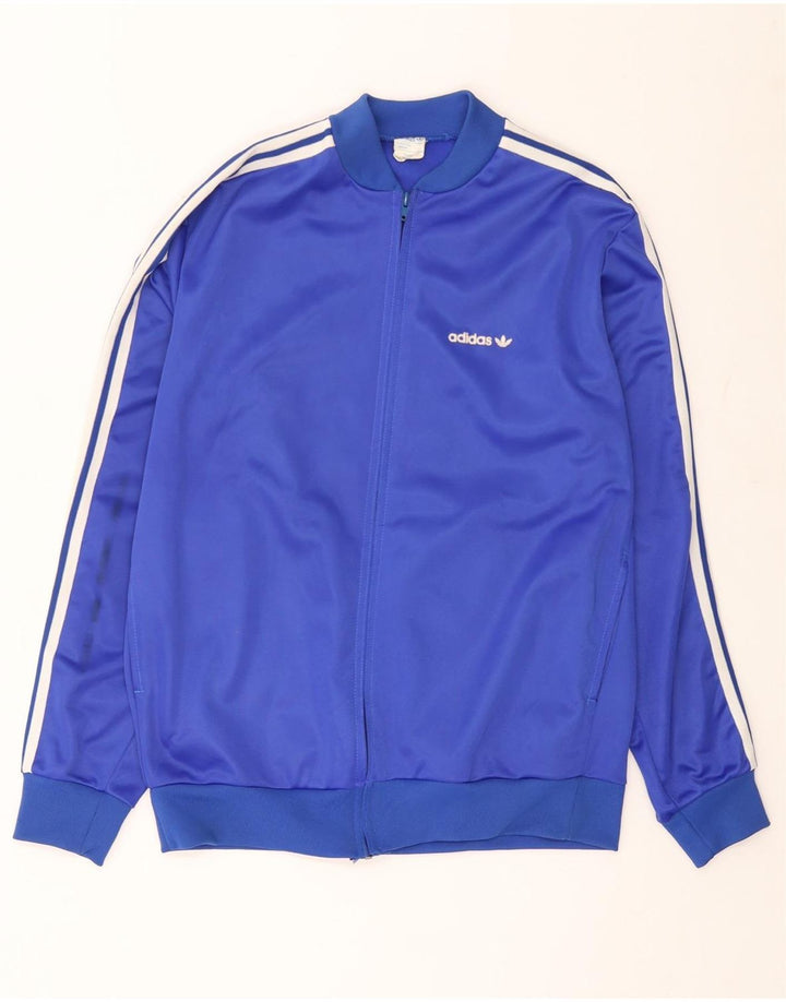 Adidas Mens Tracksuit Top Jacket Large Blue Polyester