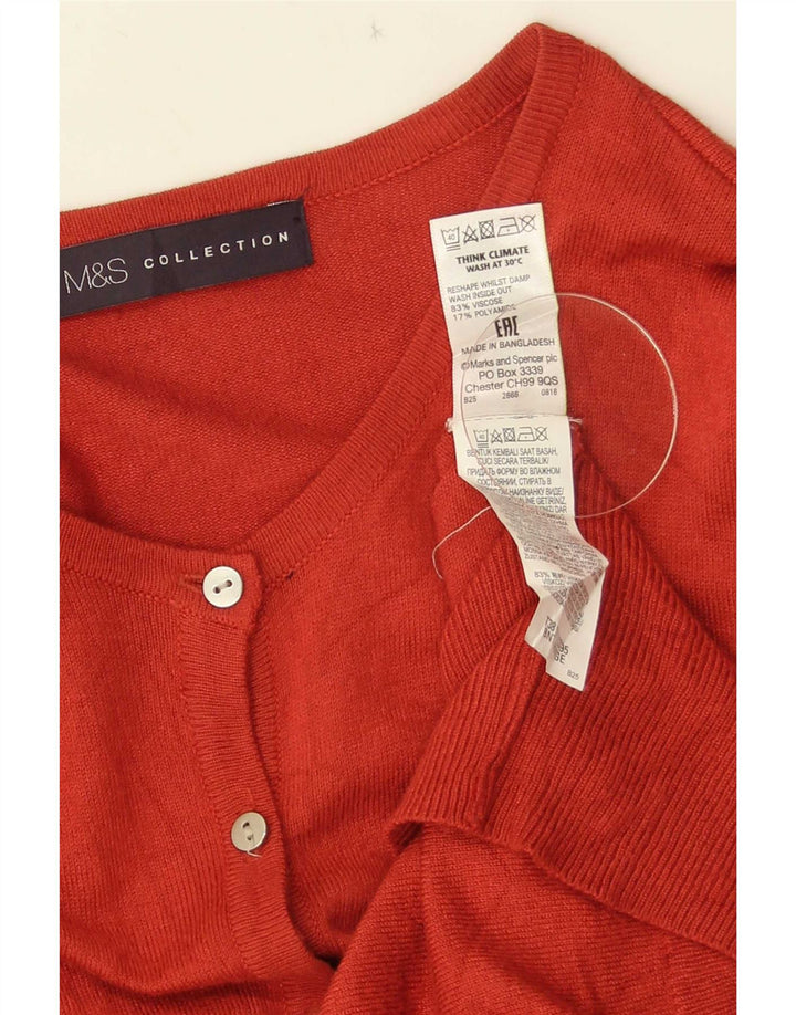 Marks & Spencer Womens Cardigan Sweater UK 14 Medium Orange Viscose
