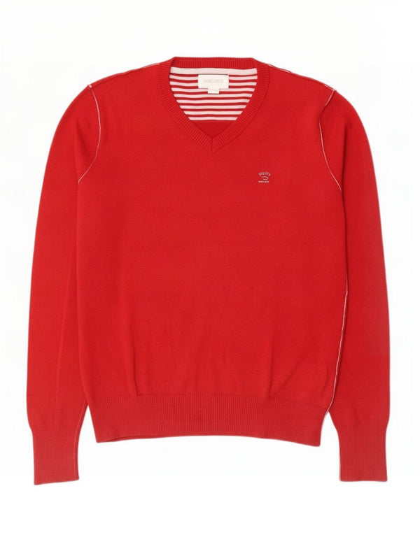 Diesel Mens V-Neck Jumper Sweater 2XL Red Cotton