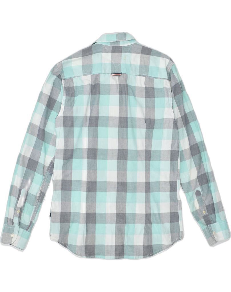 TOMMY HILFIGER Mens Slim Fit Shirt Large Turquoise Check Cotton | Vintage | Thrift | Second-Hand | Used Clothing | Messina Hembry 