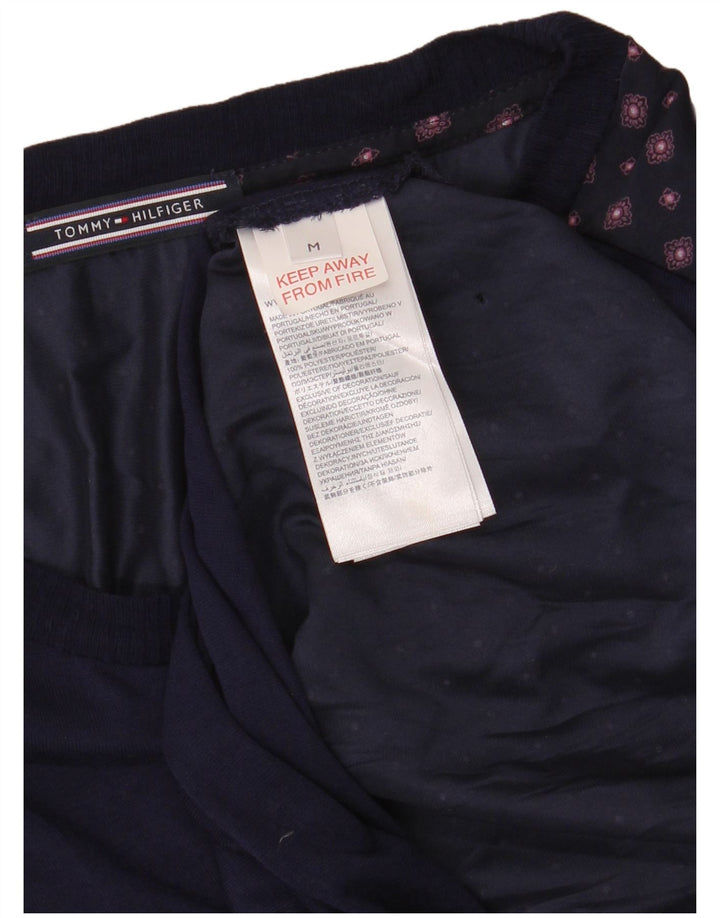 Tommy Hilfiger Womens Top Long Sleeve UK 12 Medium Navy Blue Geometric