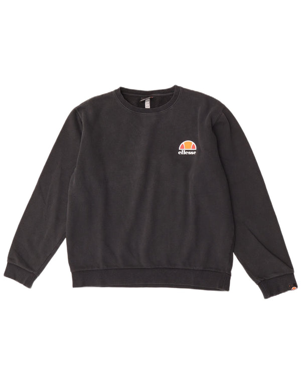 Ellesse Womens Sweatshirt Jumper UK 14 Large Black Cotton