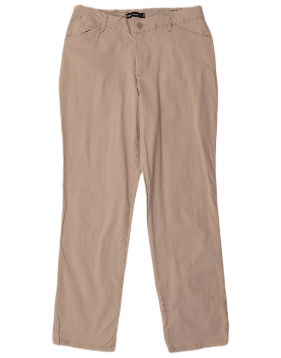 Lee Womens Relaxed Fit Casual Trousers US 8 Medium W30 L30 Beige Cotton