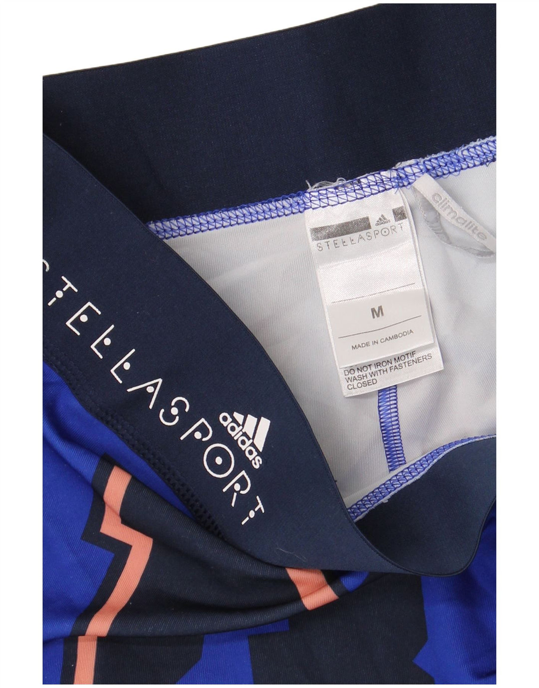 ADIDAS Womens Climalite Graphic Leggings UK 14 Medium Blue Polyester