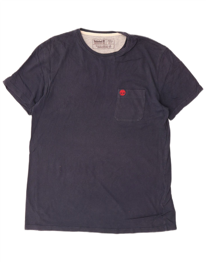TIMBERLAND Mens Slim Fit T-Shirt Top Medium Navy Blue Cotton