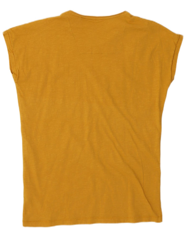 Weird Fish Womens Graphic T-Shirt Top UK 10 Small Yellow Cotton