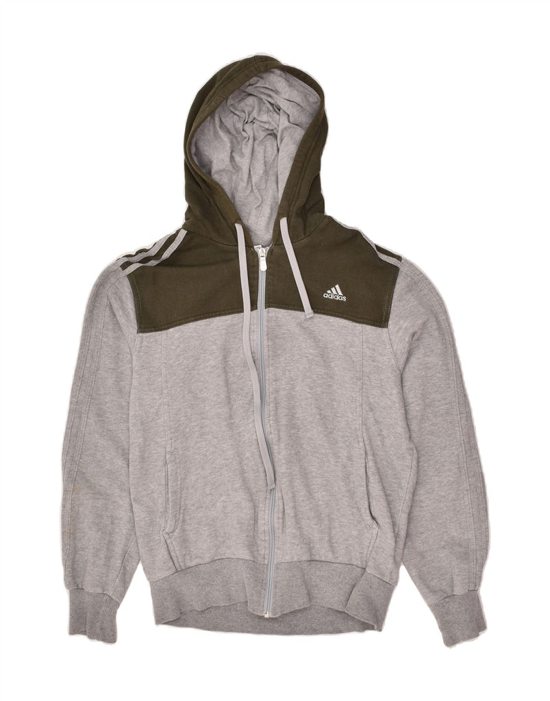 ADIDAS Mens Zip Hoodie Sweater UK  36/38 Small Grey Colourblock Cotton | Vintage Adidas | Thrift | Second-Hand Adidas | Used Clothing | Messina Hembry 