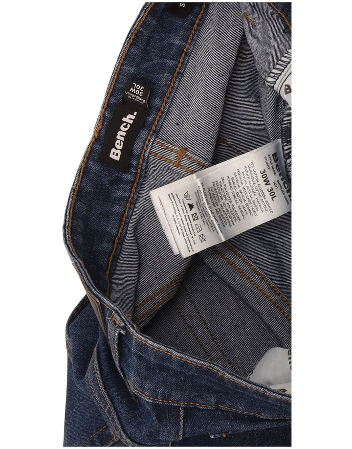 Bench Mens Straight Jeans W30 L30 Navy Blue Cotton
