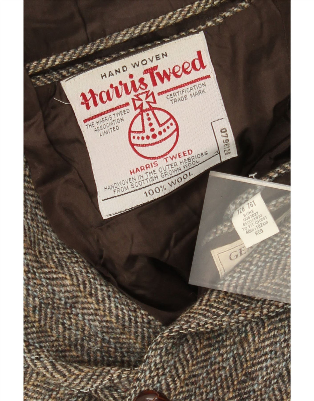 Harris Tweed Mens 2 Button Blazer Jacket UK 40 Large Brown Herringbone Wool