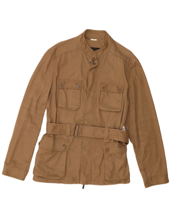 Zara Mens Utility Jacket UK 42 XL Beige Cotton