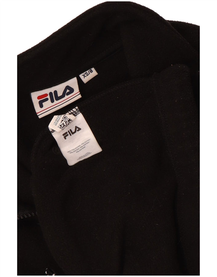 Fila Womens Oversized Graphic Fleece Jumper UK 8 Small Black Colourblock