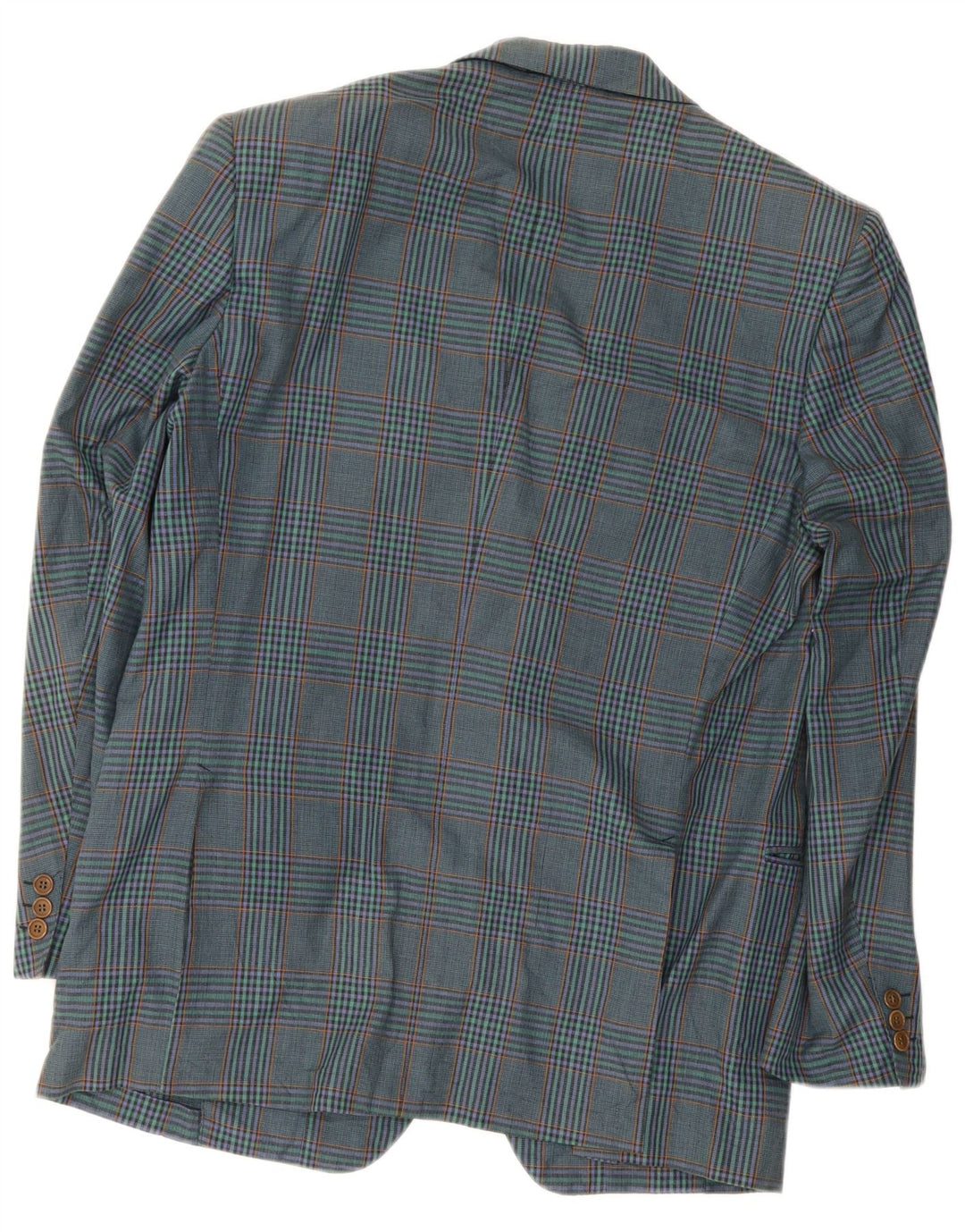 Vintage Mens 2 Button Blazer Jacket IT 52 Large Navy Blue Plaid Cotton