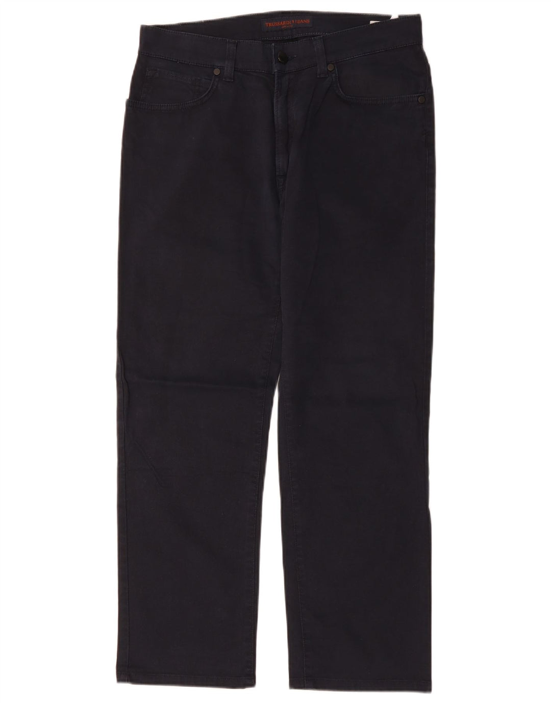 Trussardi Mens Straight Casual Trousers W33 L27 Navy Blue Polyester