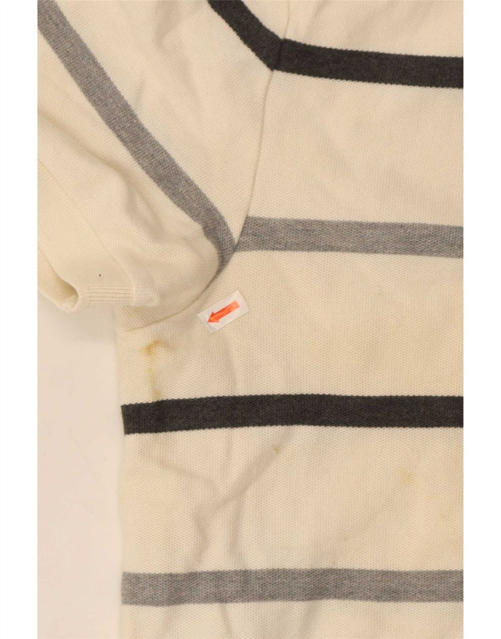 Nike Mens Polo Shirt Medium White Striped Cotton