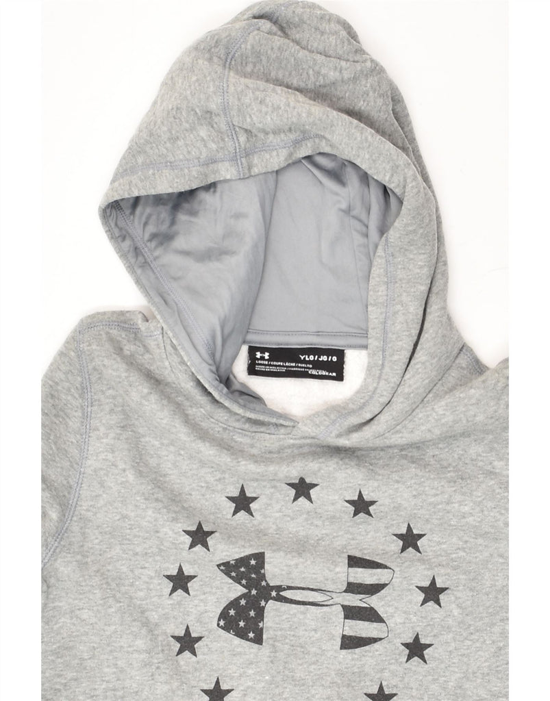 UNDER ARMOUR Boys Graphic Hoodie Jumper 11-12 Years Large Grey Cotton | Vintage Under Armour | Thrift | Second-Hand Under Armour | Used Clothing | Messina Hembry 