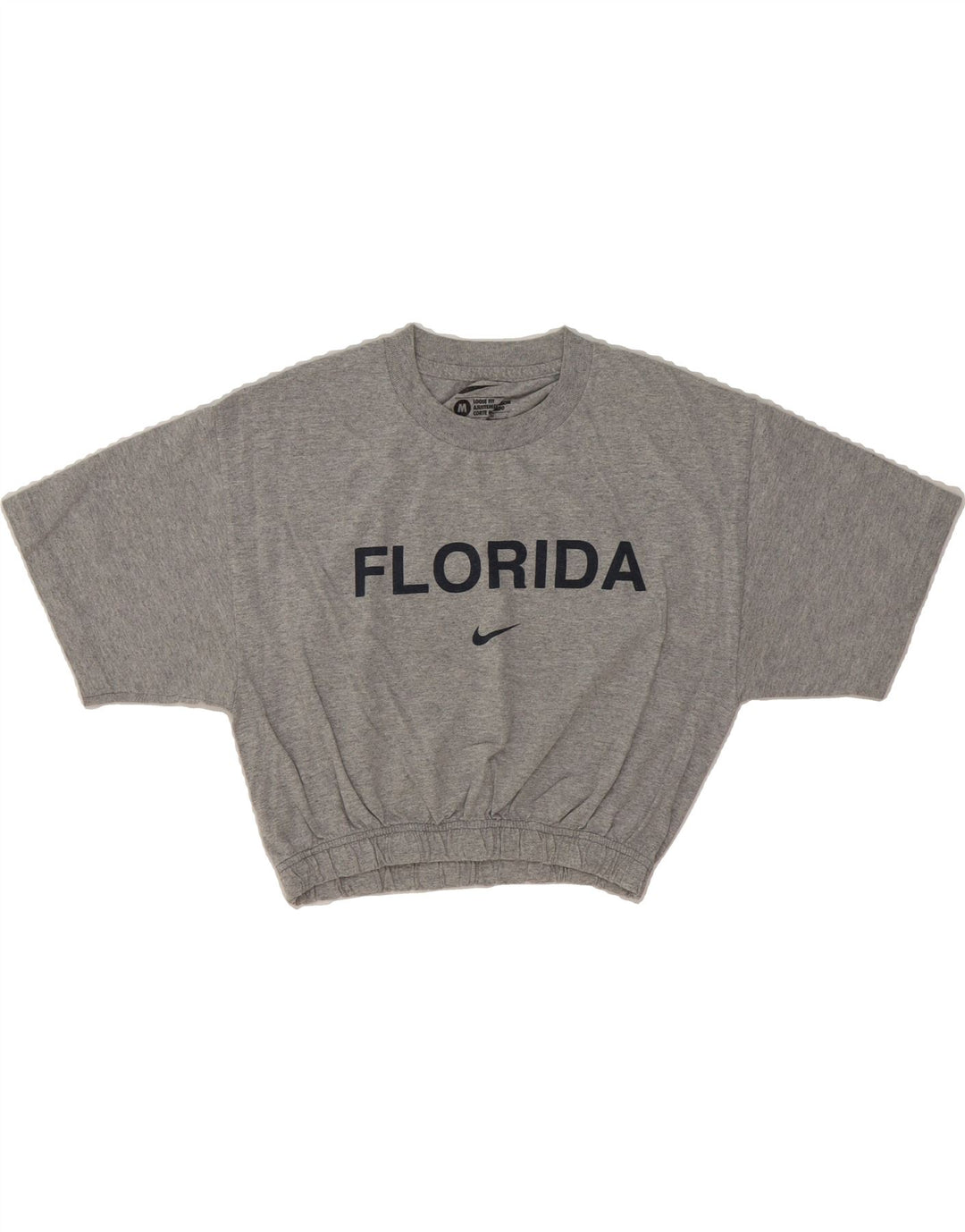 NIKE Womens Florida Crop Loose Fit Graphic T-Shirt Top UK 12 Medium Grey Vintage Nike and Second-Hand Nike from Messina Hembry 