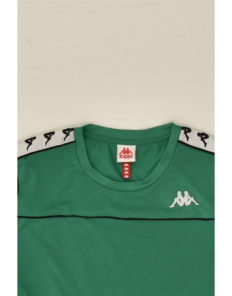 KAPPA Mens Graphic T-Shirt Top Medium Green Colourblock Polyester | Vintage Kappa | Thrift | Second-Hand Kappa | Used Clothing | Messina Hembry 