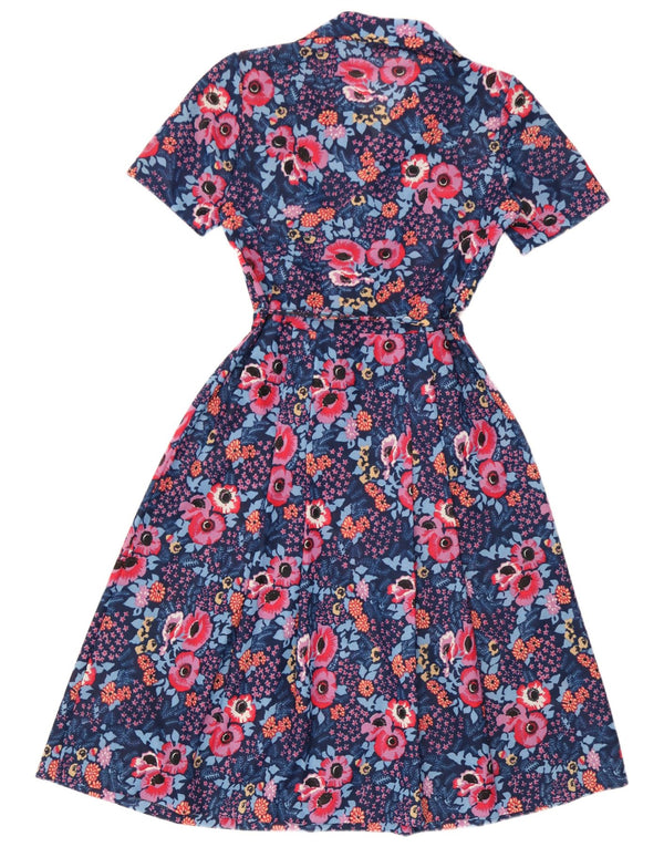 Vintage Womens A-Line Dress UK 10 Small Blue Floral