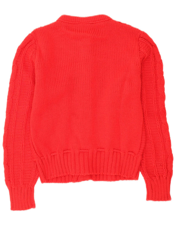 Strickmoden Womens Cardigan Sweater UK 10 Small Red Floral Acrylic