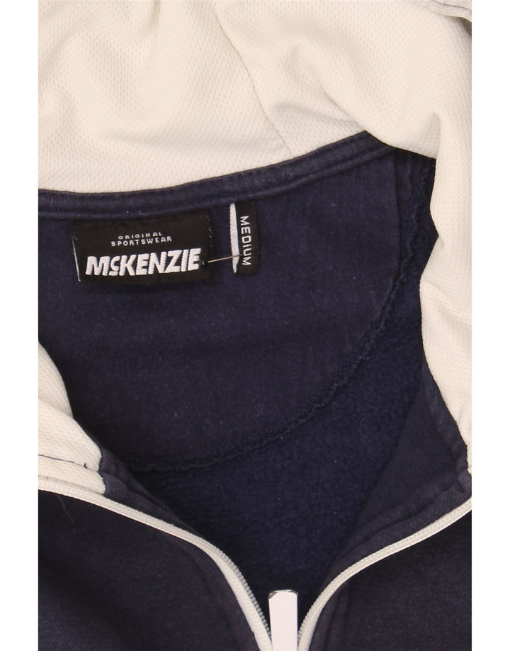 MCKENZIE Mens Hooded Zip Neck Zip Hoodie Sweater Medium Grey Colourblock Vintage Mckenzie and Second-Hand Mckenzie from Messina Hembry 