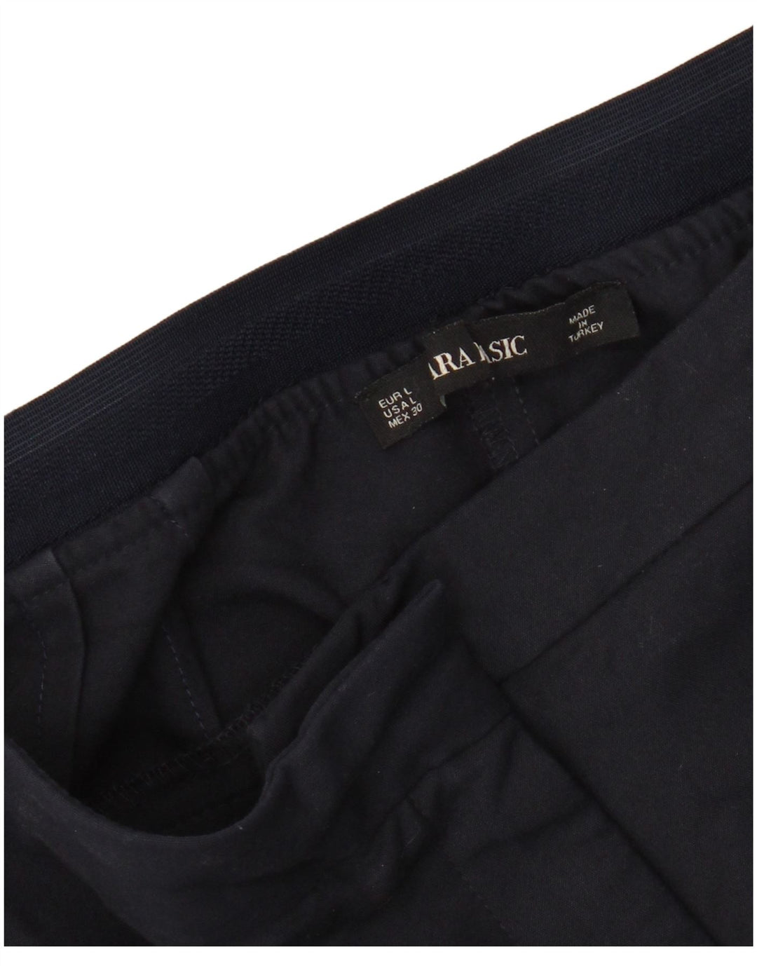 ZARA Womens Cropped Trousers Large W30 L24 Navy Blue Colourblock