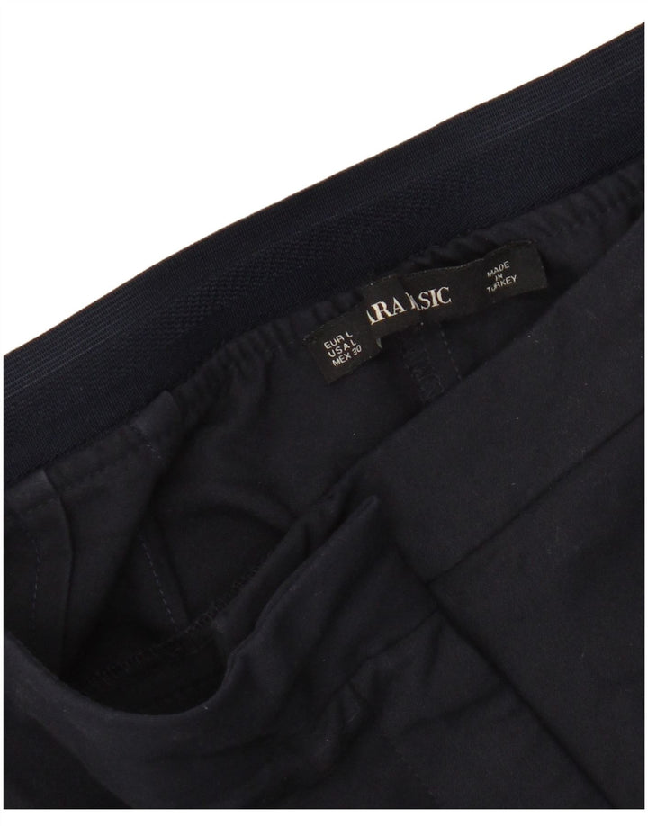 ZARA Womens Cropped Trousers Large W30 L24 Navy Blue Colourblock