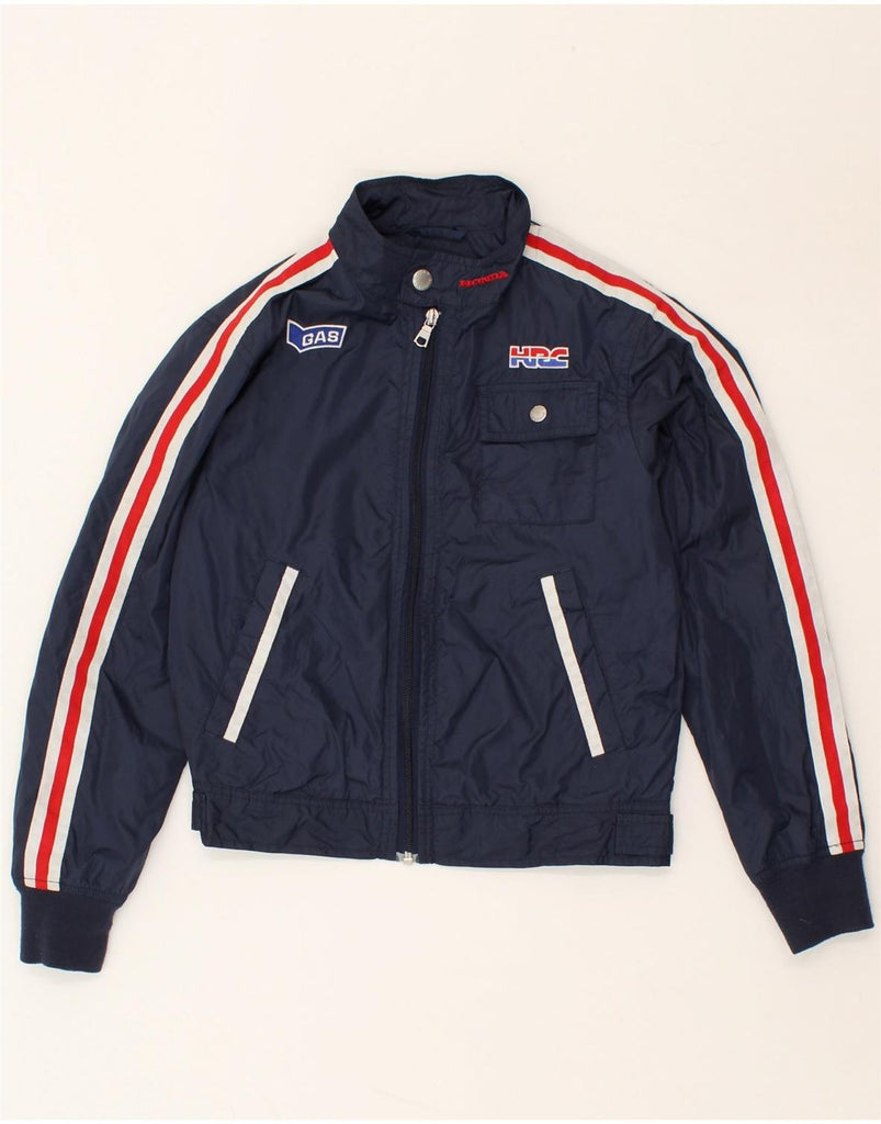 GAS Boys Graphic Bomber Jacket 9-10 Years Navy Blue Polyester | Vintage Gas | Thrift | Second-Hand Gas | Used Clothing | Messina Hembry 