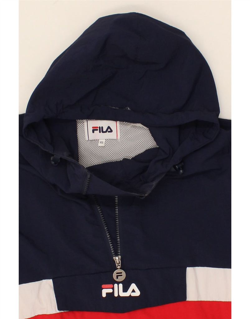 FILA Mens Hooded Zip Neck Tracksuit Top Jacket XS Navy Blue Colourblock Vintage Fila and Second-Hand Fila from Messina Hembry 