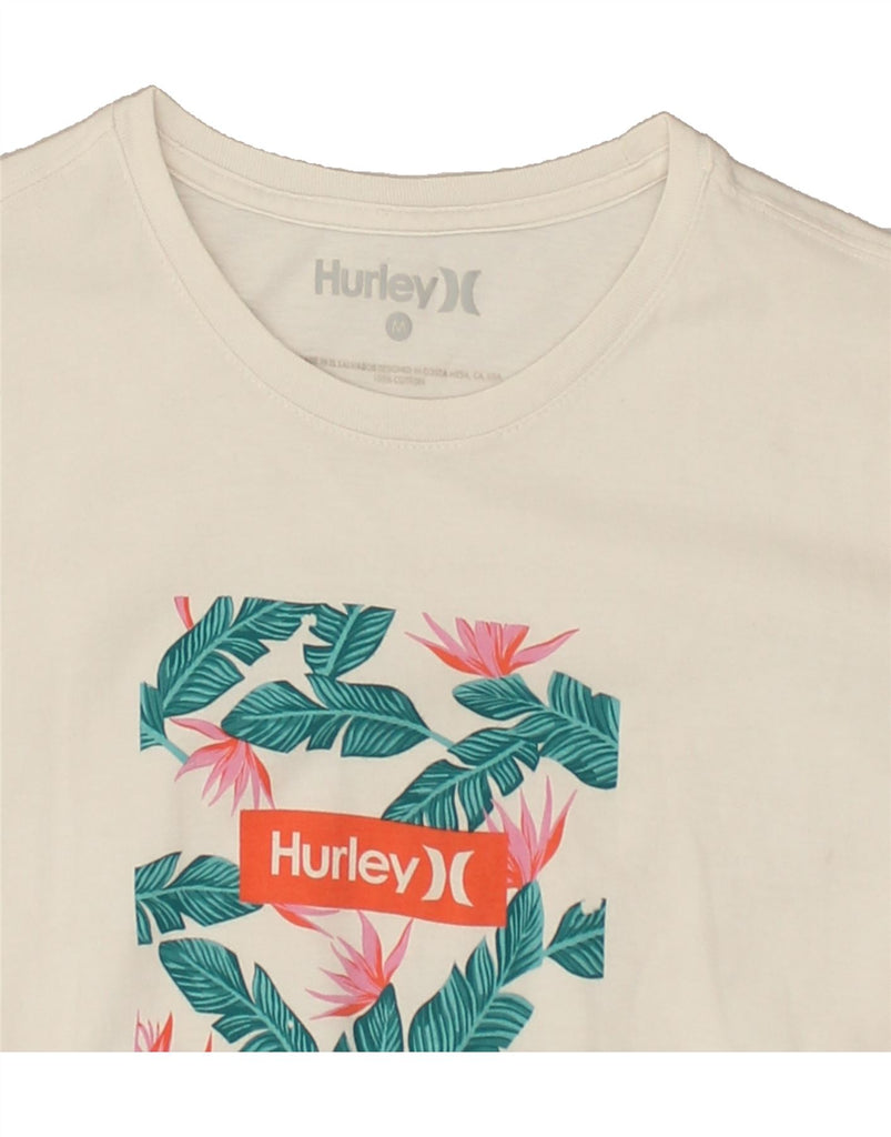 HURLEY Mens Graphic T-Shirt Top Medium Off White Cotton | Vintage Hurley | Thrift | Second-Hand Hurley | Used Clothing | Messina Hembry 