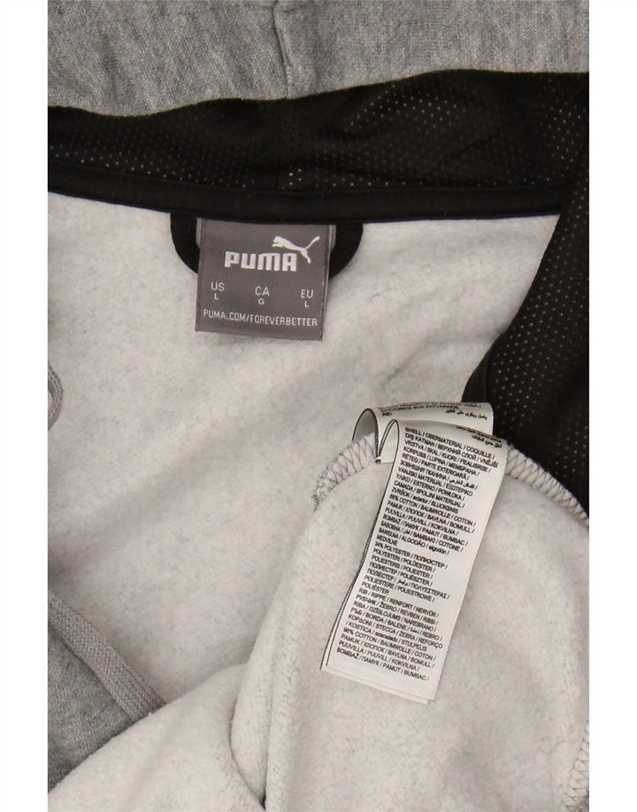PUMA Mens Graphic Zip Hoodie Sweater Large Grey Cotton
