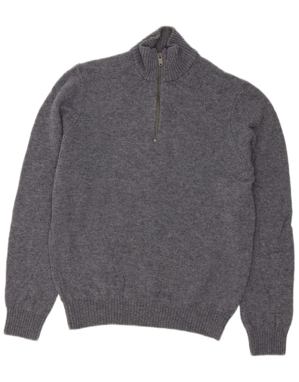 Marks & Spencer Mens Zip Neck Jumper Sweater Medium Grey Lambswool