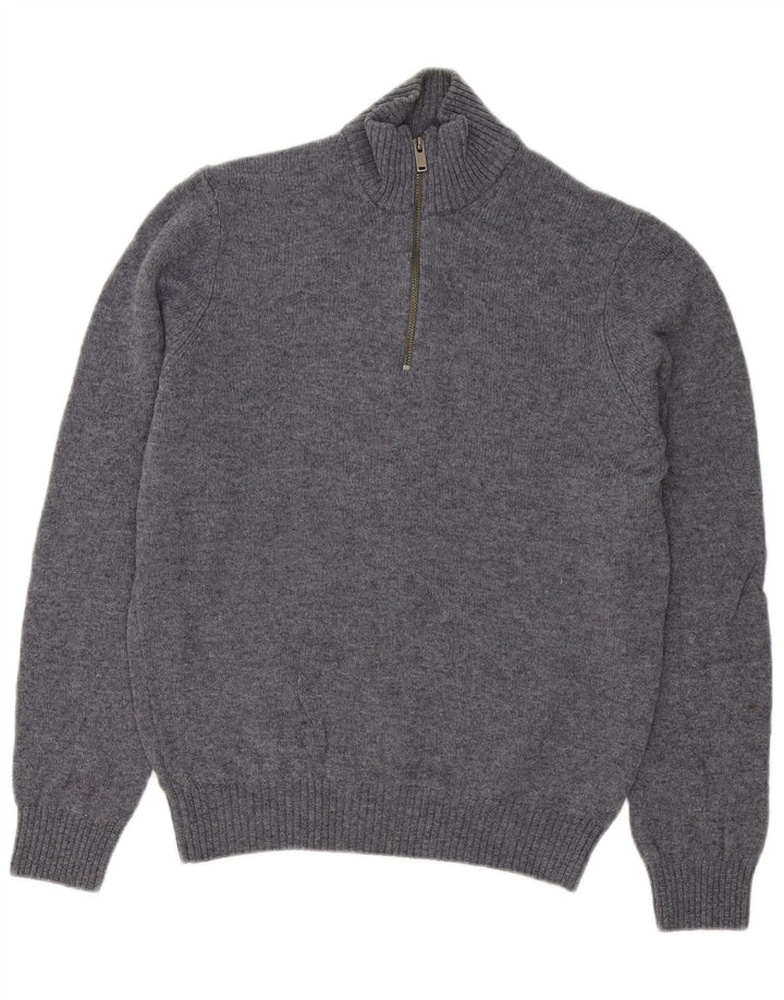 Marks & Spencer Mens Zip Neck Jumper Sweater Medium Grey Lambswool