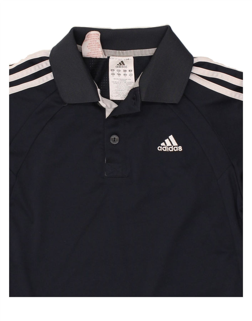 ADIDAS Boys Polo Shirt 11-12 Years Navy Blue Polyester | Vintage Adidas | Thrift | Second-Hand Adidas | Used Clothing | Messina Hembry 