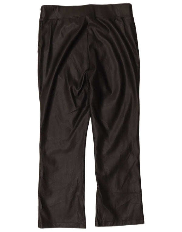 Marks & Spencer Womens High Waist Faux Leather Trousers UK 16 Large W34 L27