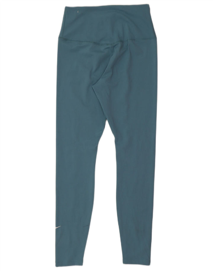 Nike Womens Dri Fit Leggings UK 12 Medium Blue Polyester