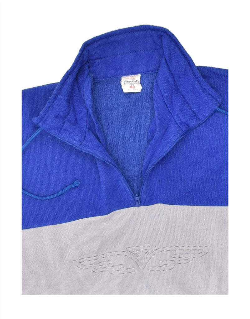 CAMPAGNOLO Mens 1/4 Zip Sweatshirt Jumper IT 48 Medium Blue Colourblock | Vintage Campagnolo | Thrift | Second-Hand Campagnolo | Used Clothing | Messina Hembry 