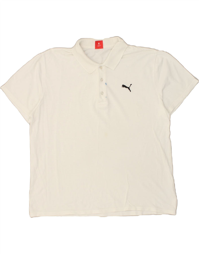 PUMA Mens Polo Shirt Large White Cotton | Vintage Puma | Thrift | Second-Hand Puma | Used Clothing | Messina Hembry 