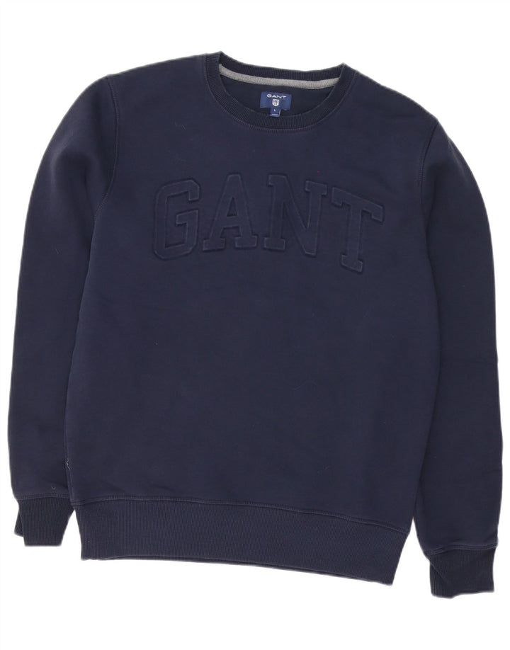 Gant Mens Graphic Sweatshirt Jumper Large Navy Blue Cotton