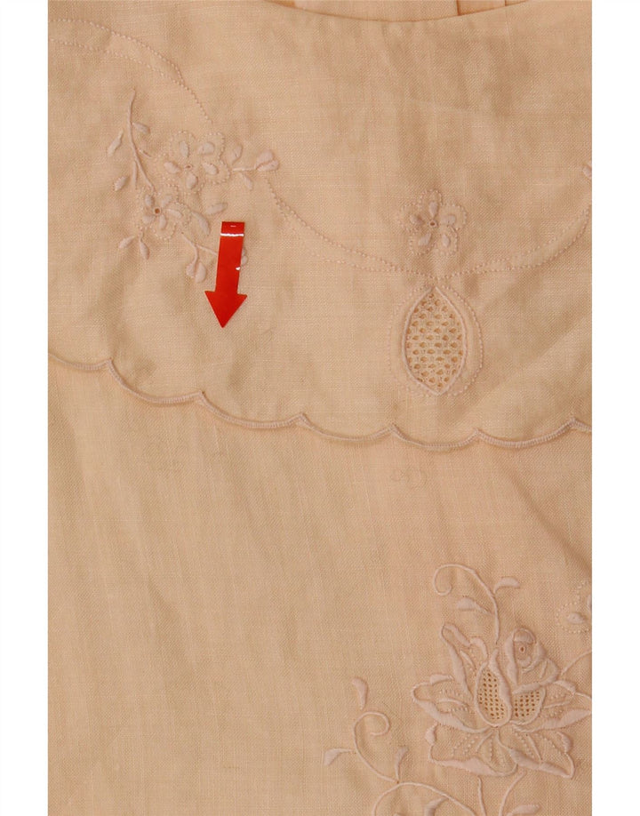 VINTAGE Womens Sleeveless Blouse Top UK 16 Large Beige Vintage Vintage and Second-Hand Vintage from Messina Hembry 