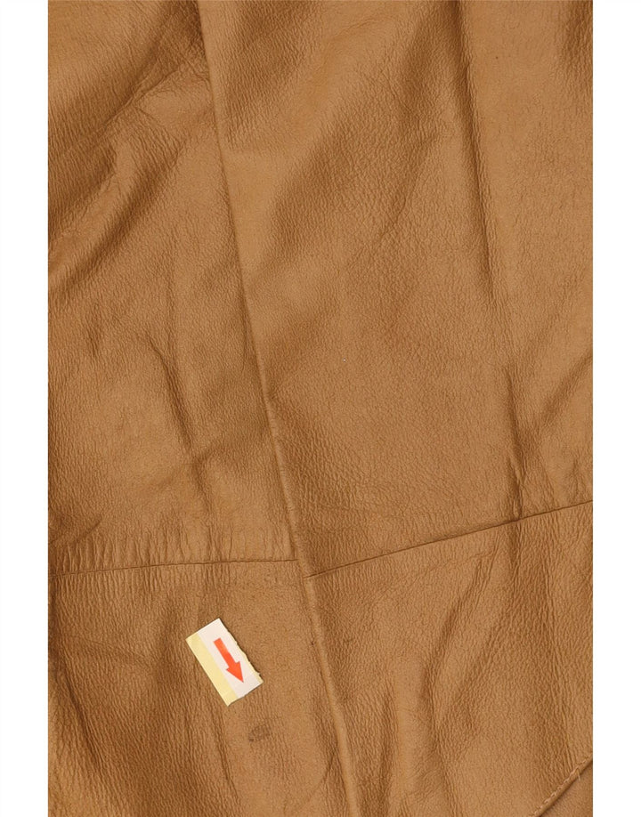 VINTAGE Womens High Waist Leather Skirt IT 42 Medium W26  Brown