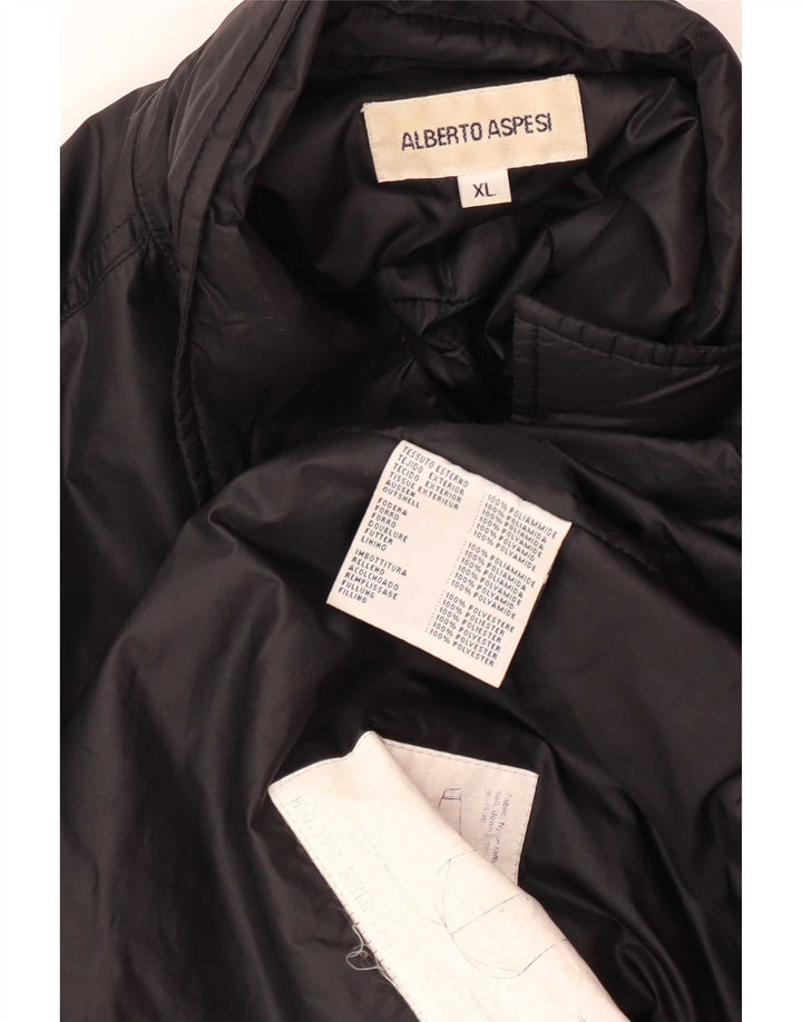 Alberto Aspesi Mens Bomber Jacket UK 42 XL Black Polyamide